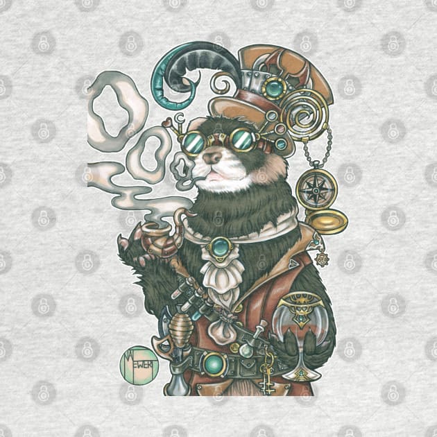 Steampunk Ferret Mr. Octavius by Nat Ewert Art